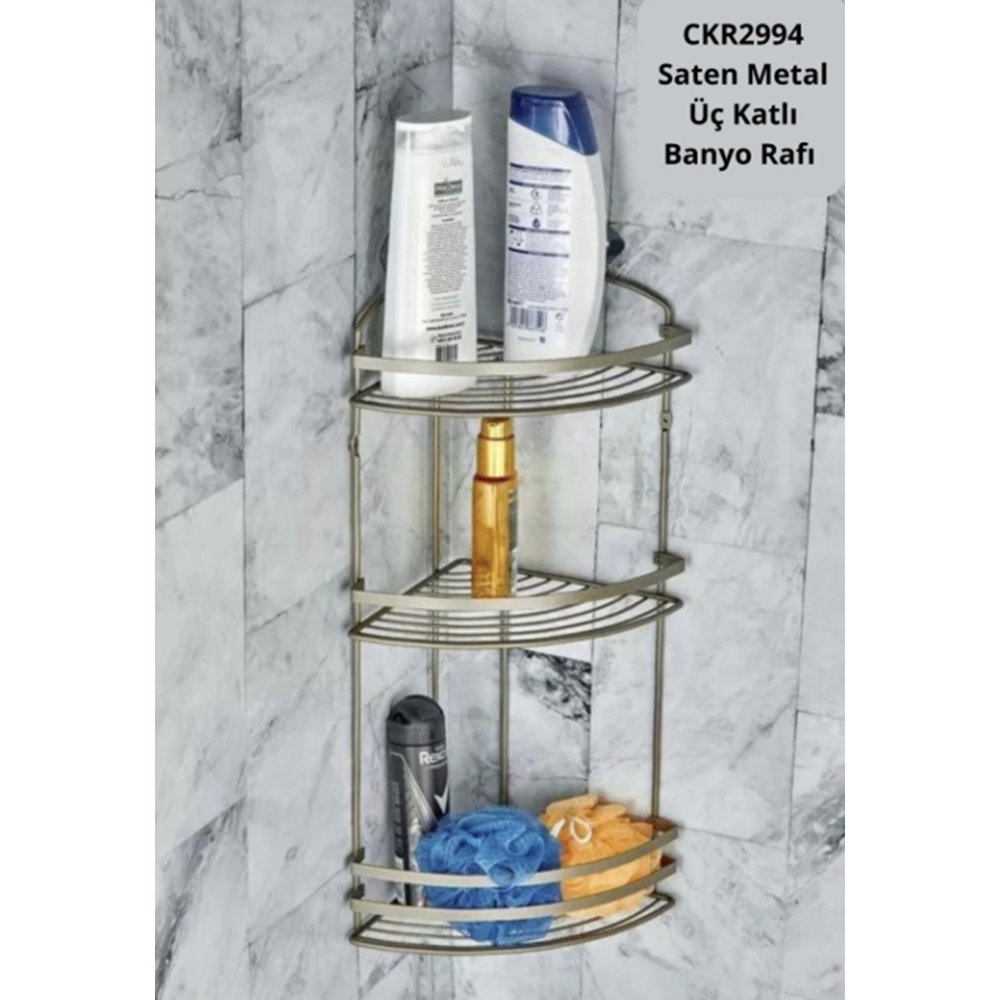 Cooker Metal 3 Katlı Banyo Rafı Siyah - Beyaz