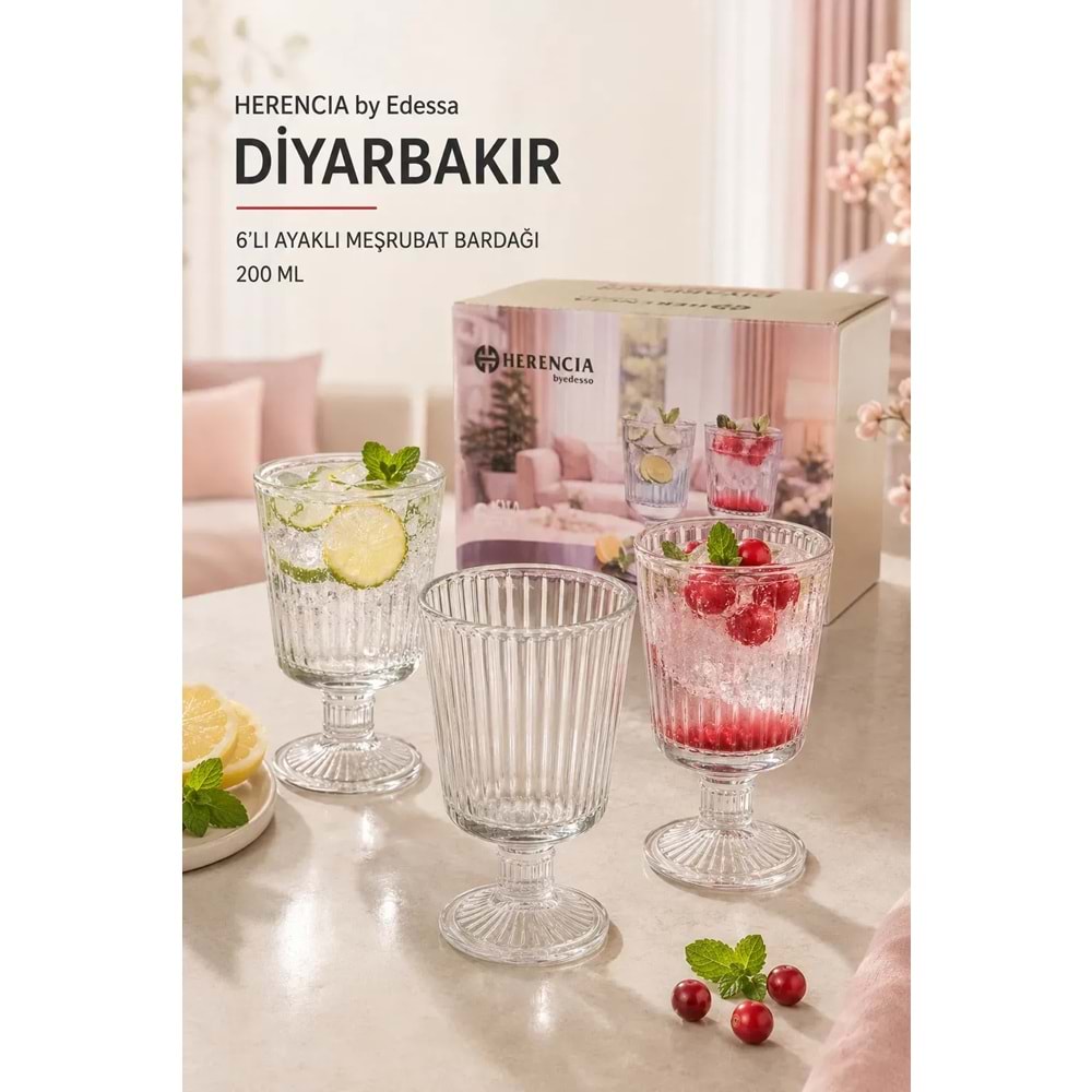 Herencıa Diyarbakır Ayaklı Mesrubat Bardağı 6 Lı
