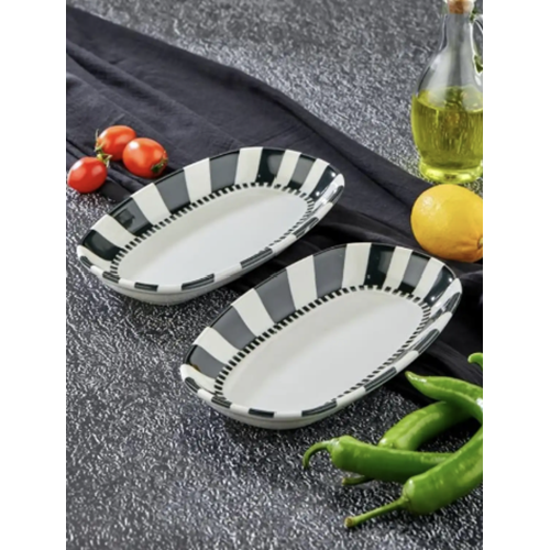 Cooker Porselen Desenli 2 Li Kayık Tabak 24,5 cm