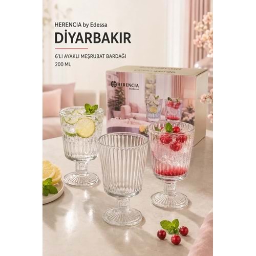 Herencıa Diyarbakır Ayaklı Mesrubat Bardağı 6 Lı
