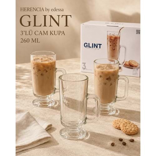 Herencıa Glint Cam Kupa 3 Lü (260 Ml)