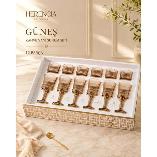 Herencıa Güneş Kahve Yanı Sunum Seti Siyah 12 Parça