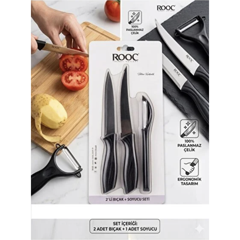 Rooc 3 lü Bıçak Seti (Soyacaklı)